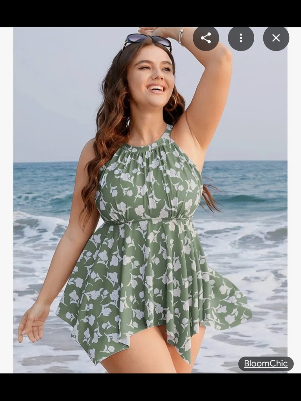 BloomChic Green Floral Halter Swim Tankini